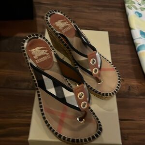 Burberry Wedge Sandals size 6. Worn